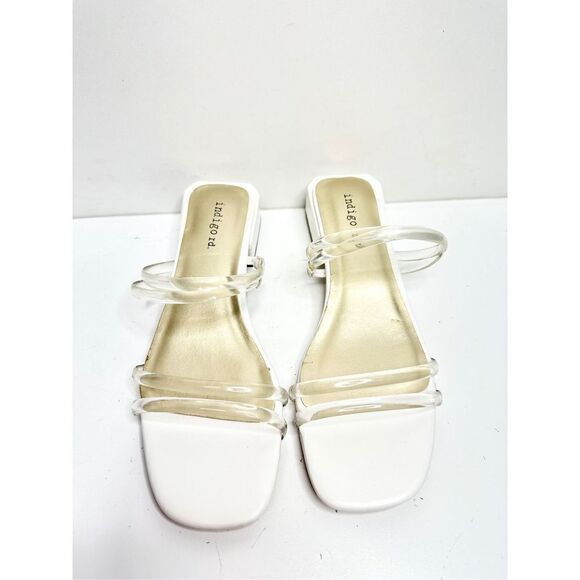 Indigo rd.‎ Women Size 7 Clear White Slide Block Heel Sandals - Picture 2 of 8
